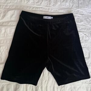 Black velvet biker shorts